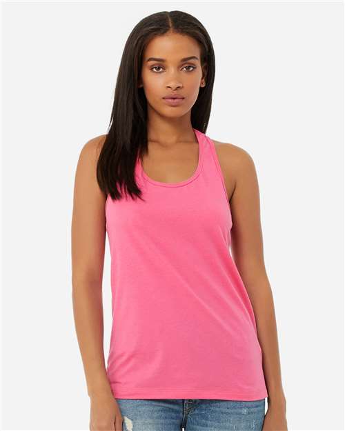 BELLA + CANVAS 6008 Women's Jersey Racerback Tank - Charity Pink - model front