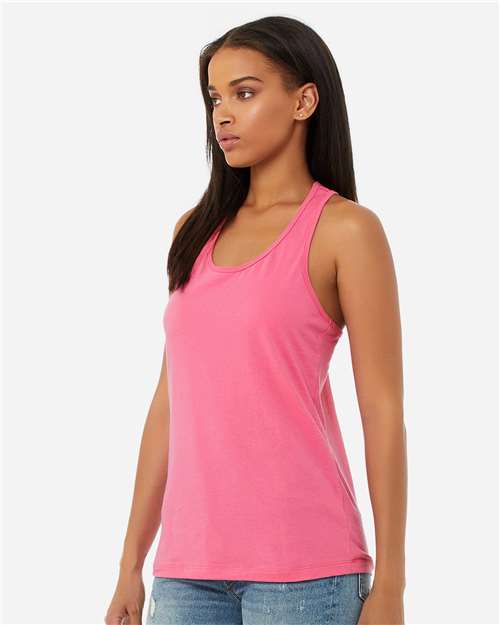 BELLA + CANVAS 6008 Women's Jersey Racerback Tank - Charity Pink - model side