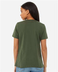 BELLA + CANVAS 6405 Women’s Relaxed Jersey V-Neck Tee - Military Green - model back