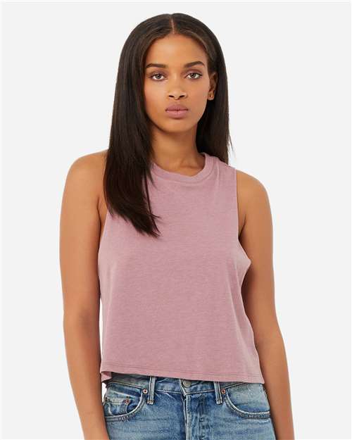 BELLA + CANVAS 6682 Women's Racerback Crop Tank - Heather Orchid - model front