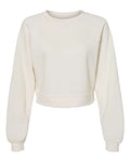 BELLA + CANVAS 7505 Women's Crop Raglan Crewneck Sweatshirt - Vintage White - front