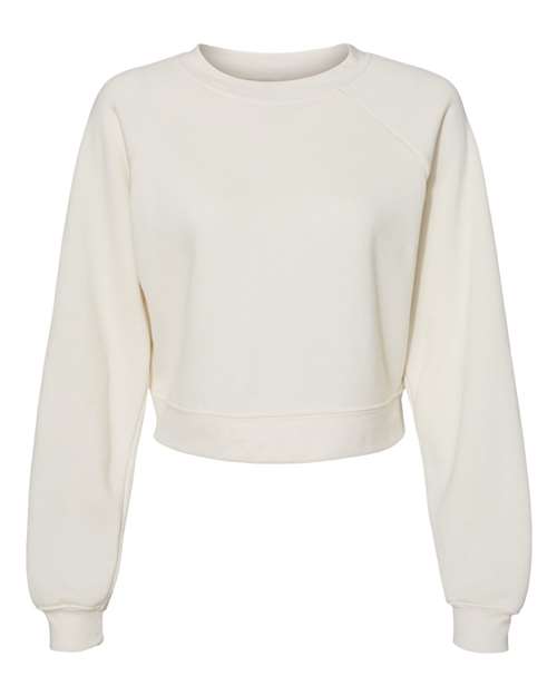 BELLA + CANVAS 7505 Women's Crop Raglan Crewneck Sweatshirt - Vintage White - front