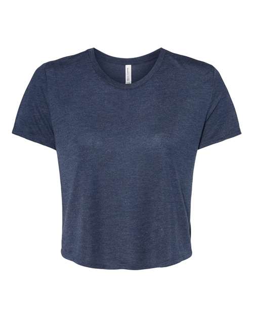 BELLA + CANVAS 8882 Women’s Flowy Crop Tee - Heather Navy - front