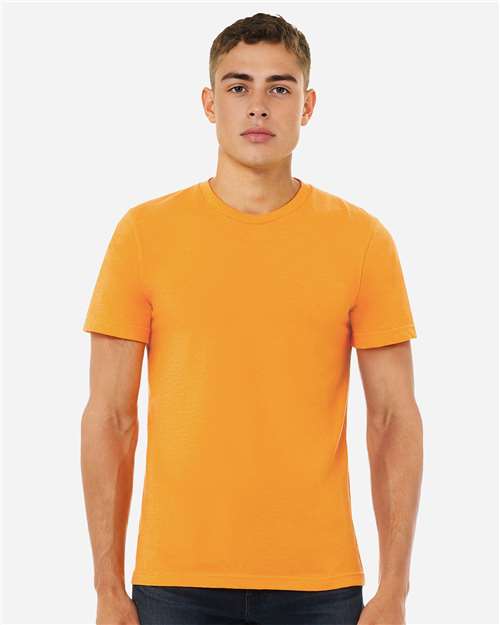 Bella+Canvas 3001CVC Unisex Heather CVC Short Sleeve Tee - Heather Marmalade - model front