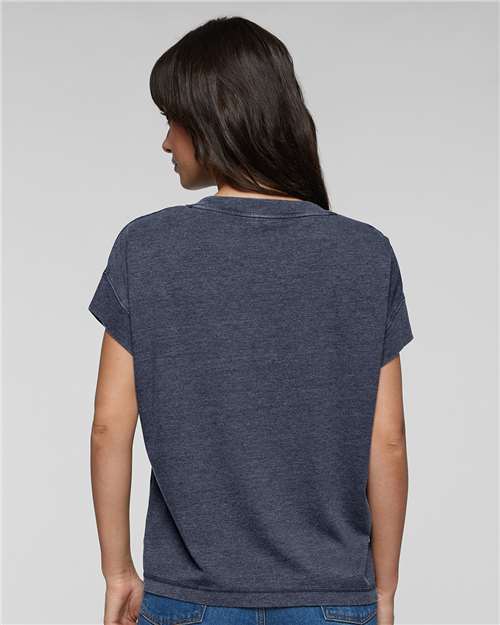 LAT 3502 Women's Vintage Wash Tee - Washed Navy - model back
