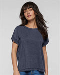 LAT 3502 Women's Vintage Wash Tee - Washed Navy - model front