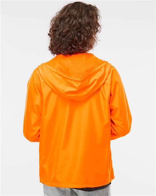 Independent Trading Co. EXP54LWZ Men's Lightweight Windbreaker Full-Zip Jacket - Safety Orange - model back