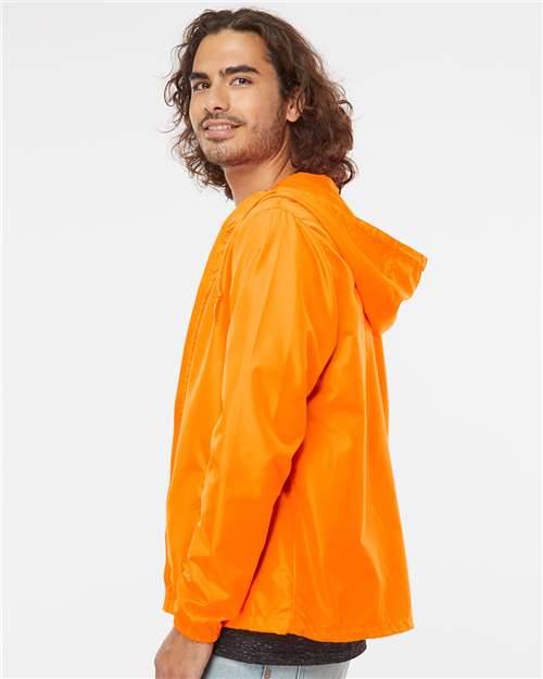Independent Trading Co. EXP54LWZ Men's Lightweight Windbreaker Full-Zip Jacket - Safety Orange - model side