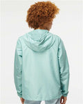 Independent Trading Co. EXP54LWZ Men's Lightweight Windbreaker Full-Zip Jacket - Aqua/ White Zipper - model back