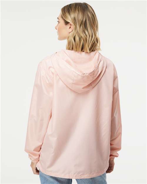 Independent Trading Co. EXP54LWZ Men's Lightweight Windbreaker Full-Zip Jacket - Blush/ White Zipper - model back