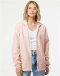 Independent Trading Co. EXP54LWZ Men's Lightweight Windbreaker Full-Zip Jacket - Blush/ White Zipper - model front