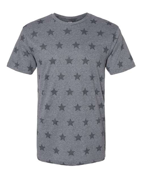 Code Five 3929 Unisex Star Print Tee - Granite Heather Star - front