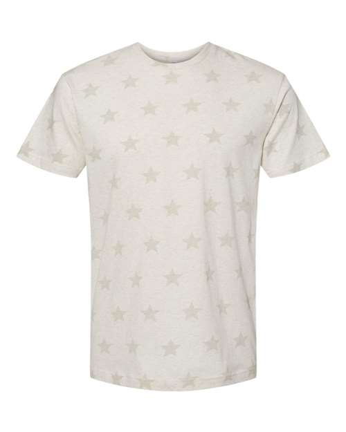 Code Five 3929 Unisex Star Print Tee - Natural Heather Star - front