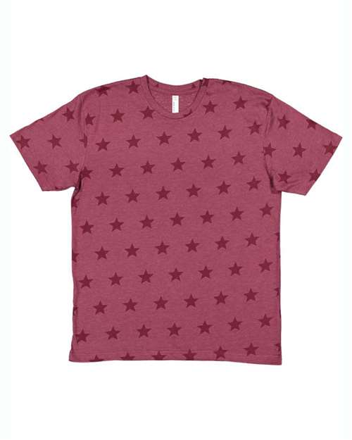 Code Five 3929 Unisex Star Print Tee - Burgundy Star - front