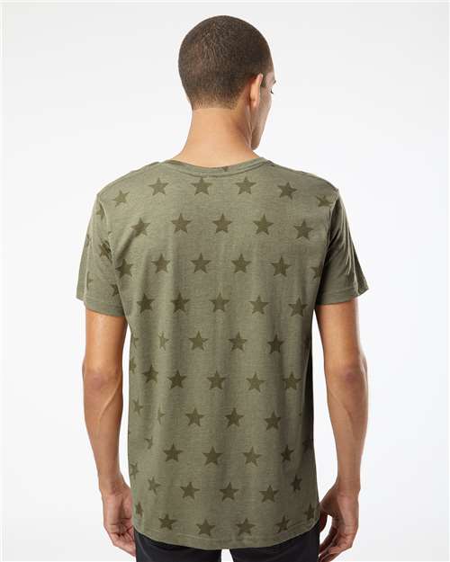 Code Five 3929 Unisex Star Print Tee - Military Green Star - model back