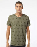 Code Five 3929 Unisex Star Print Tee - Military Green Star - model front