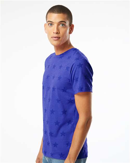 Code Five 3929 Unisex Star Print Tee - Royal Star - model side
