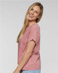 LAT 3502 Women's Vintage Wash Tee - Washed Mauvelous - model side