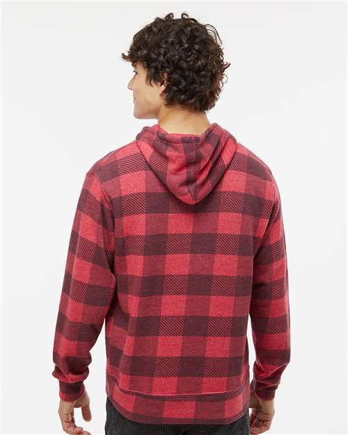 J America 8871 Triblend Fleece Hooded Sweatshirt - Red Triblend Buffalo - model back