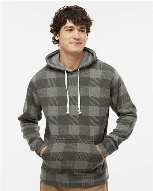 J America 8871 Triblend Fleece Hooded Sweatshirt - Smoke Triblend Buffalo - model front