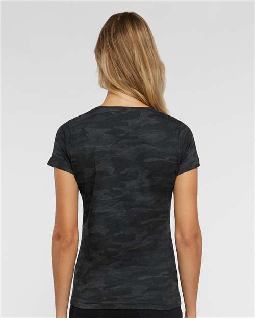LAT 3516 Women's Fine Jersey Tee - Storm Camo - model back