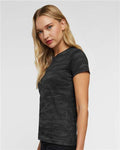 LAT 3516 Women's Fine Jersey Tee - Storm Camo - model side