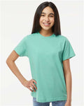 LAT 6101 Youth Fine Jersey Tee - Saltwater - model front