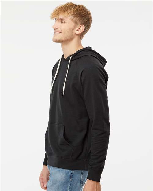 Independent Trading Co. SS1000 Unisex Icon Lightweight Loopback Terry Hooded Sweatshirt - Black - model side