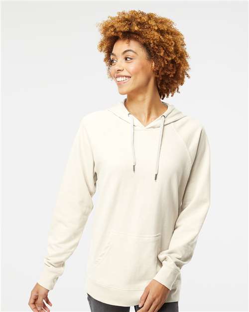 Independent Trading Co. SS1000 Unisex Icon Lightweight Loopback Terry Hooded Sweatshirt - Bone - model front