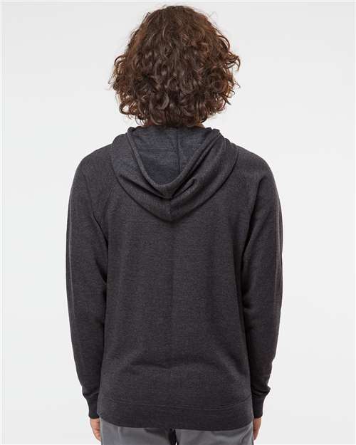 Independent Trading Co. SS1000 Unisex Icon Lightweight Loopback Terry Hooded Sweatshirt - Charcoal Heather - model back
