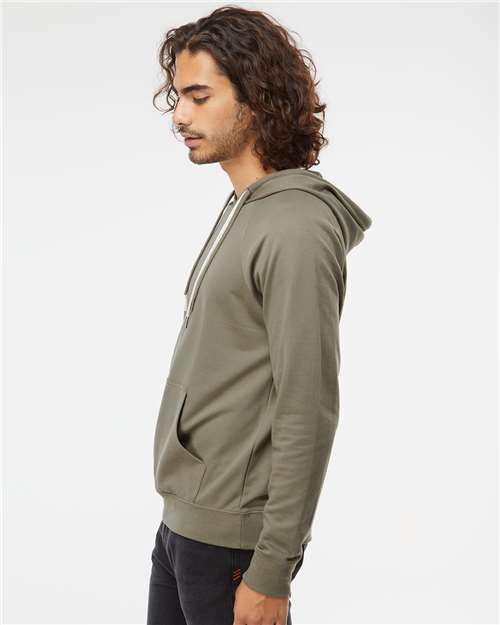 Independent Trading Co. SS1000 Unisex Icon Lightweight Loopback Terry Hooded Sweatshirt - Olive - model side