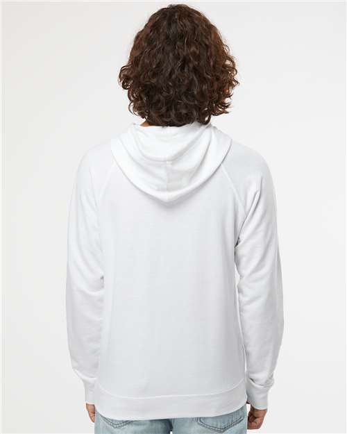 Independent Trading Co. SS1000 Unisex Icon Lightweight Loopback Terry Hooded Sweatshirt - White - model back