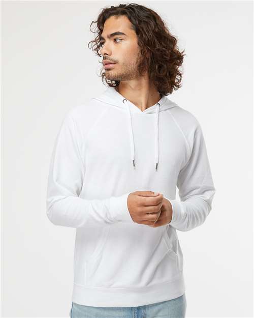 Independent Trading Co. SS1000 Unisex Icon Lightweight Loopback Terry Hooded Sweatshirt - White - model front