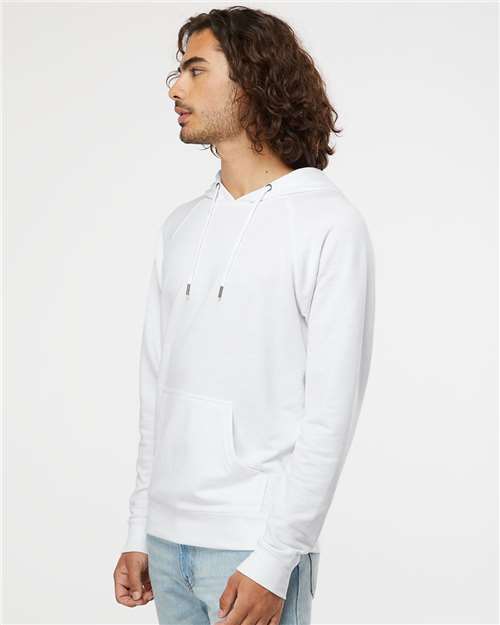 Independent Trading Co. SS1000 Unisex Icon Lightweight Loopback Terry Hooded Sweatshirt - White - model side