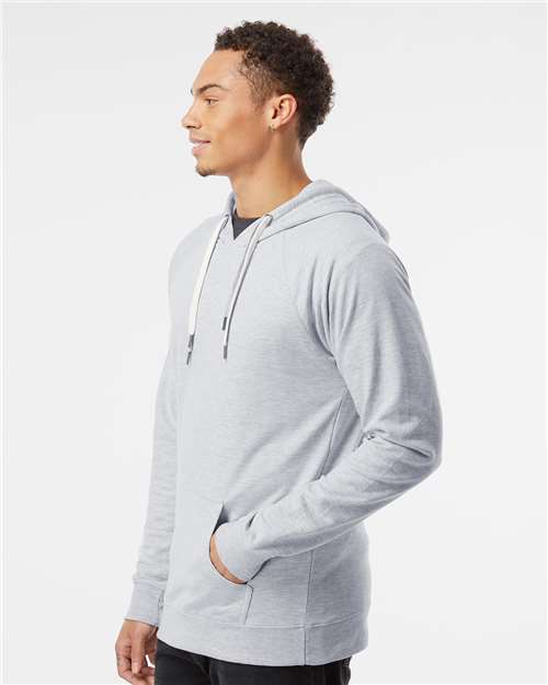 Independent Trading Co. SS1000 Unisex Icon Lightweight Loopback Terry Hooded Sweatshirt - Athletic Heather - model side