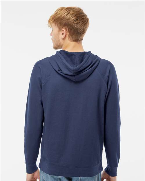 Independent Trading Co. SS1000 Unisex Icon Lightweight Loopback Terry Hooded Sweatshirt - Indigo - model back