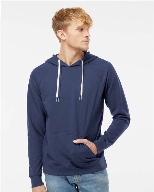 Independent Trading Co. SS1000 Unisex Icon Lightweight Loopback Terry Hooded Sweatshirt - Indigo - model front