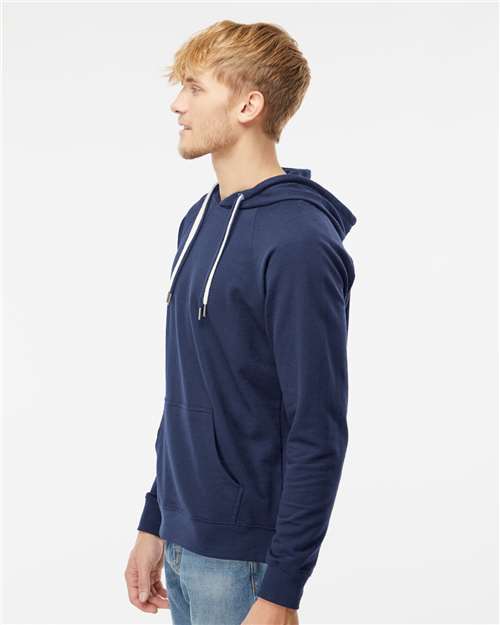 Independent Trading Co. SS1000 Unisex Icon Lightweight Loopback Terry Hooded Sweatshirt - Indigo - model side