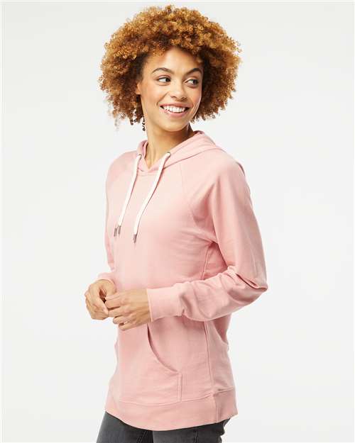Independent Trading Co. SS1000 Unisex Icon Lightweight Loopback Terry Hooded Sweatshirt - Rose - model side