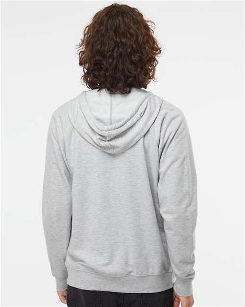 Independent Trading Co. SS1000Z Unisex Icon Lightweight Loopback Terry Full-Zip Hooded Sweatshirt - Athletic Heather - model back