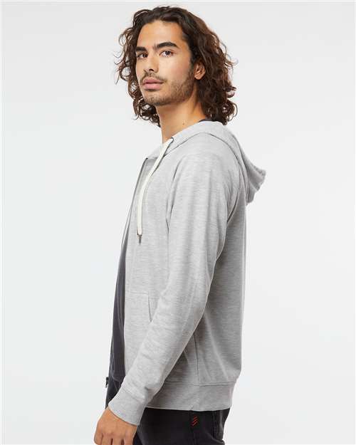 Independent Trading Co. SS1000Z Unisex Icon Lightweight Loopback Terry Full-Zip Hooded Sweatshirt - Athletic Heather - model side