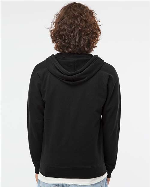 Independent Trading Co. SS1000Z Unisex Icon Lightweight Loopback Terry Full-Zip Hooded Sweatshirt - Black - model back