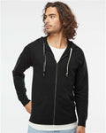 Independent Trading Co. SS1000Z Unisex Icon Lightweight Loopback Terry Full-Zip Hooded Sweatshirt - Black - model front
