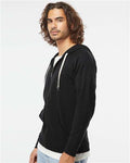 Independent Trading Co. SS1000Z Unisex Icon Lightweight Loopback Terry Full-Zip Hooded Sweatshirt - Black - model side