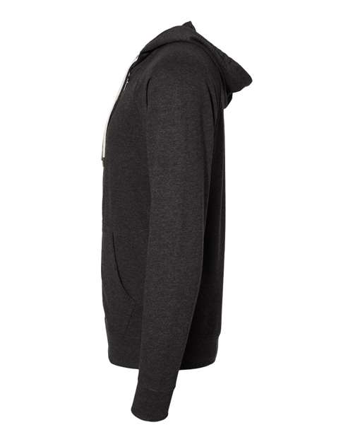 Independent Trading Co. SS1000Z Unisex Icon Lightweight Loopback Terry Full-Zip Hooded Sweatshirt - Charcoal Heather - side