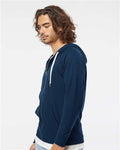 Independent Trading Co. SS1000Z Unisex Icon Lightweight Loopback Terry Full-Zip Hooded Sweatshirt - Indigo - model side