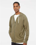 Independent Trading Co. SS1000Z Unisex Icon Lightweight Loopback Terry Full-Zip Hooded Sweatshirt - Olive - model side