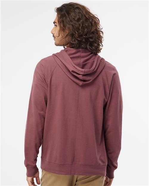 Independent Trading Co. SS1000Z Unisex Icon Lightweight Loopback Terry Full-Zip Hooded Sweatshirt - Port - model back