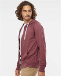 Independent Trading Co. SS1000Z Unisex Icon Lightweight Loopback Terry Full-Zip Hooded Sweatshirt - Port - model side