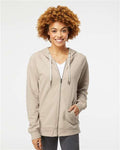 Independent Trading Co. SS1000Z Unisex Icon Lightweight Loopback Terry Full-Zip Hooded Sweatshirt - Sand - model front